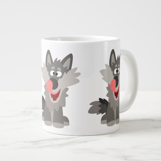 Caneca De Café Grande Lobo de Cartoon Bobo Bonito (Frente Esquerda)