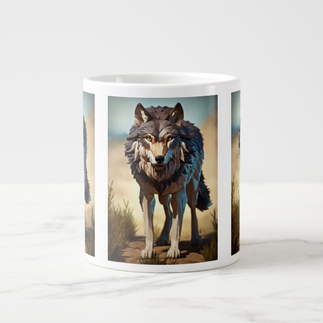 Caneca De Café Grande lobo selvagem (Frente)