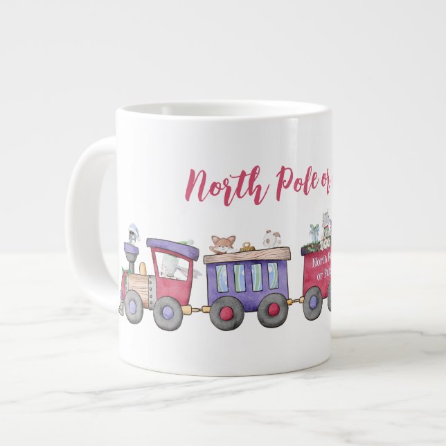 Caneca De Café Grande Locomotiva de Natal do Polo Norte ou Bust Personal (Frente Esquerda)