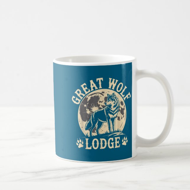 Caneca De Café Grande Lodge do Lobo Cena da Natureza da Lua Cheia (Direita)