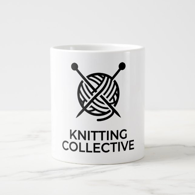 Caneca De Café Grande Logo Knitting Collective Pelote de Laine  (Frente)