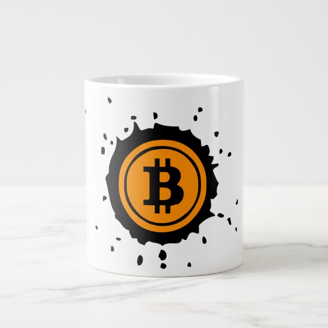 Caneca De Café Grande Logotipo Bitmoney Crypto Currency (Frente)