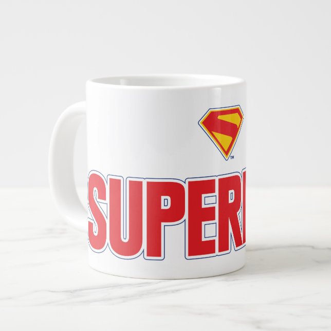 Caneca De Café Grande Logotipo clássico do Super-Homem (Frente Esquerda)