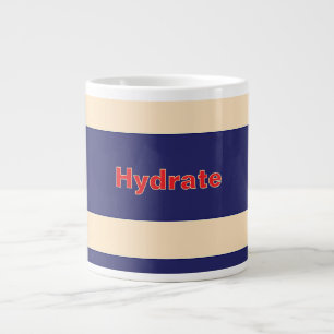 Caneca De Café Grande Logotipo da HYDRATE Creme + Faixa Azul Escuro