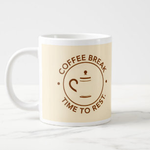 Caneca De Café Grande Logotipo da Pausa para Café em Fundo Bege