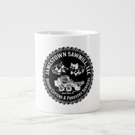 Caneca De Café Grande Logotipo Da Sawmill, Em Preto E Branco,