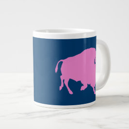 Caneca De Café Grande Logotipo de búfalo rosa com url compre