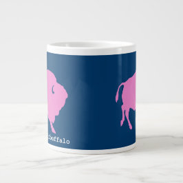 Caneca De Café Grande Logotipo de búfalo rosa com url compre