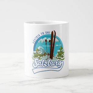 Caneca De Café Grande Logotipo de esqui de Salzburgo Áustria.