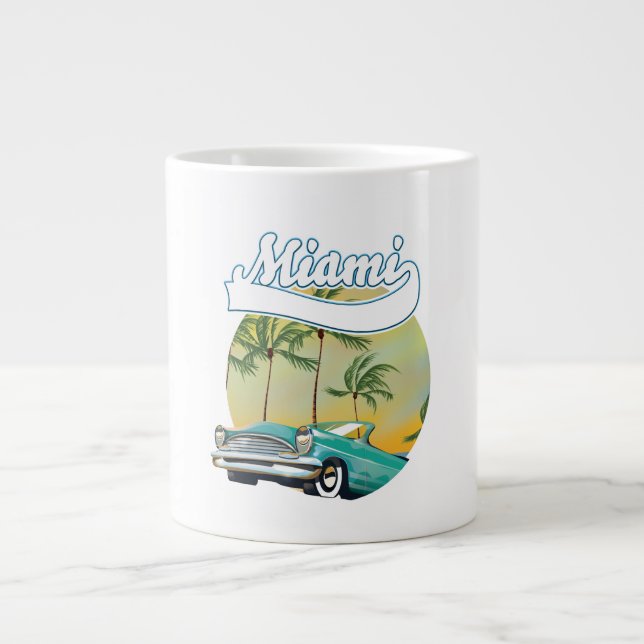 Caneca De Café Grande Logotipo do Miami Sunset (Frente)
