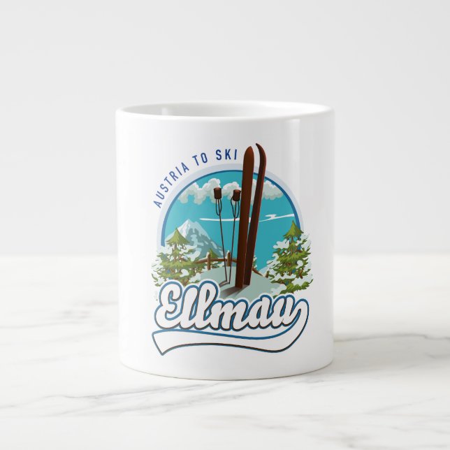 Caneca De Café Grande logótipo Ellmau Austria para esquiar (Frente)