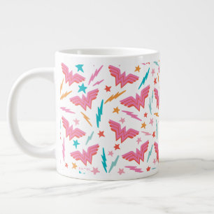 Caneca De Café Grande Logotipo Rosa da Mulher-Maravilha e Padrão de Relâ
