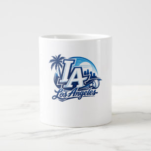 Caneca De Café Grande Logotipo Urbano Azul e Branco de Los Angeles LA