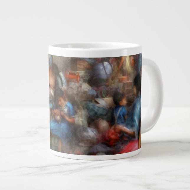 Caneca De Café Grande Loja - O movimentado mercado (Frente Esquerda)