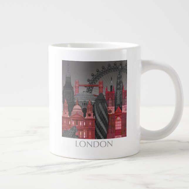 Caneca De Café Grande London Elevations by Night - Red (Direita)