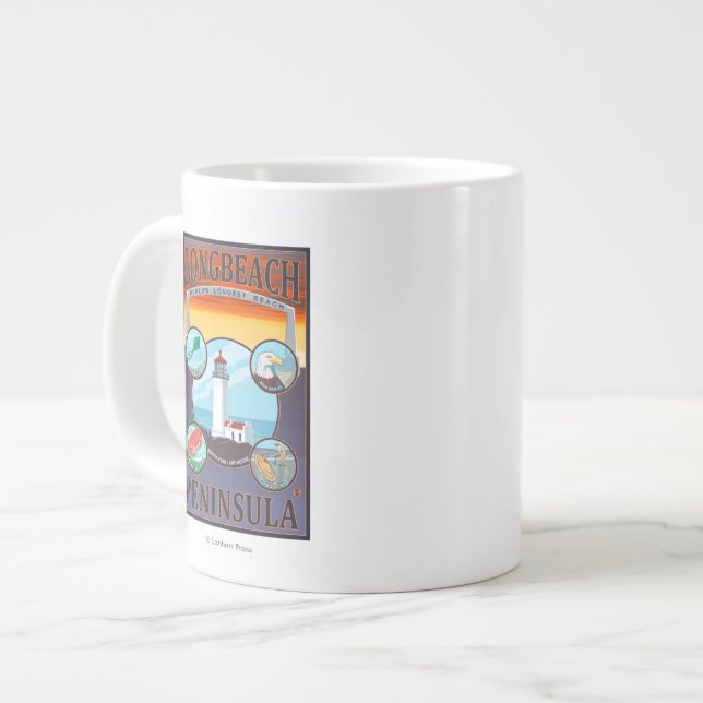 Caneca De Café Grande Long Beach, WashingtonTravel (Frente Esquerda)