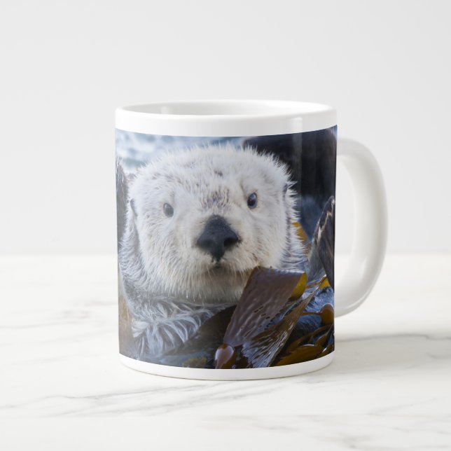 Caneca De Café Grande Lontra marinha envolta em kelp (Frente Esquerda)