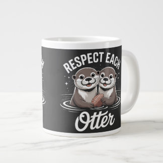 Caneca De Café Grande Lontra Respeita Outra Divertida