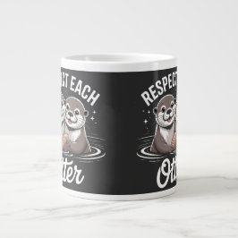 Caneca De Café Grande Lontra Respeita Outra Divertida