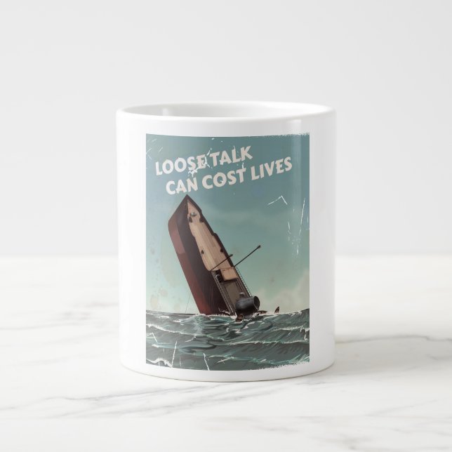 Caneca De Café Grande Loose Talk Cost Lives WW2 Poster (Frente)