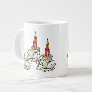 Caneca De Café Grande Lotus e Deepas Brancas