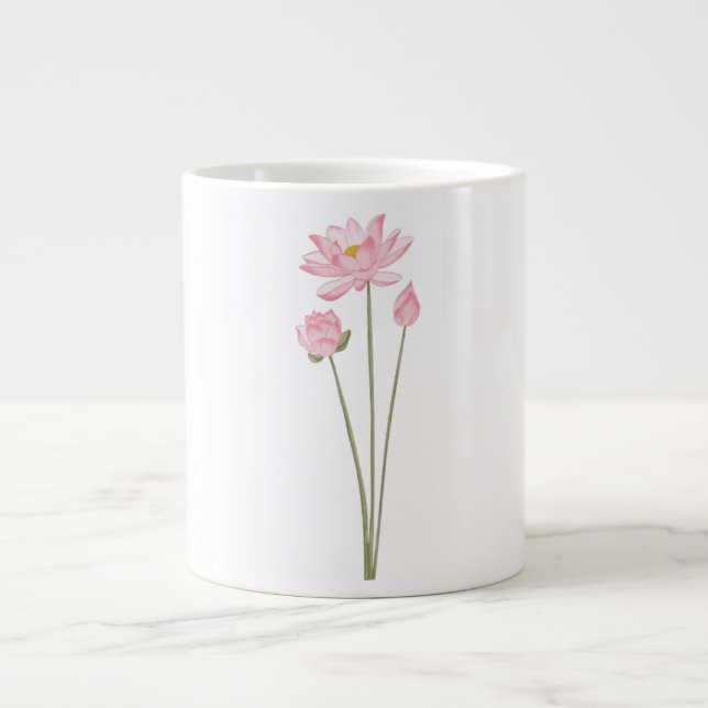 Caneca De Café Grande Lotus Flowers Botanical Illustration Coffee Mug (Frente)