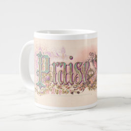 Caneca De Café Grande "Louvado Seja o Senhor" Pastéis Encantadores