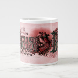 Caneca De Café Grande "Louvado Seja o Senhor" Vermelho e Verde Profundo