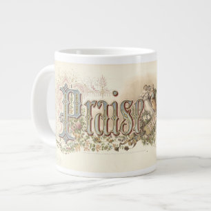 Caneca De Café Grande "Louvado Senhor" Vintage Christian Art muda o tom