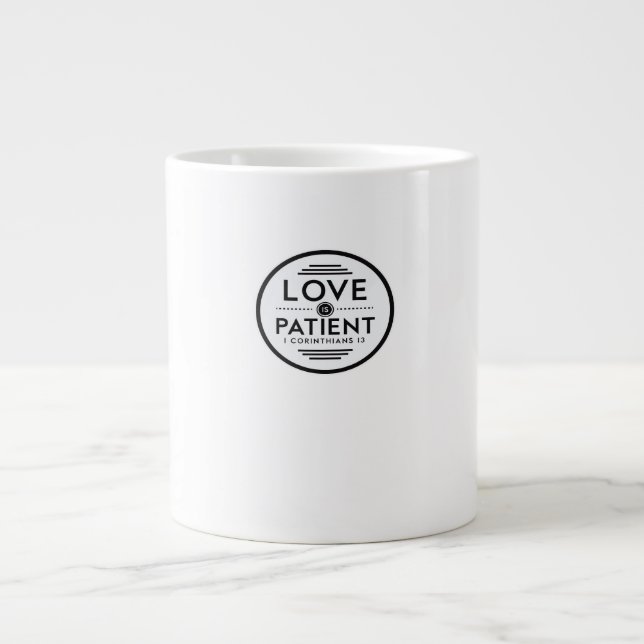 Caneca De Café Grande Love Is Patient Clean Design  (Frente)