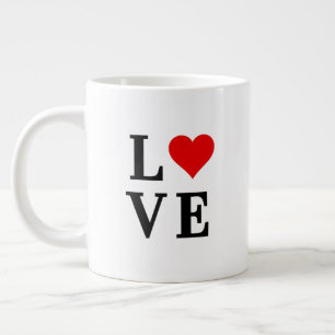 Caneca De Café Grande LOVE, Love Motif, Heart, baseado em texto, tipogra