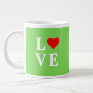 Caneca De Café Grande LOVE, Love Motif, Heart, baseado em texto, tipogra
