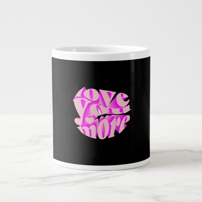 Caneca De Café Grande Love You More Clean Typography  (Frente)