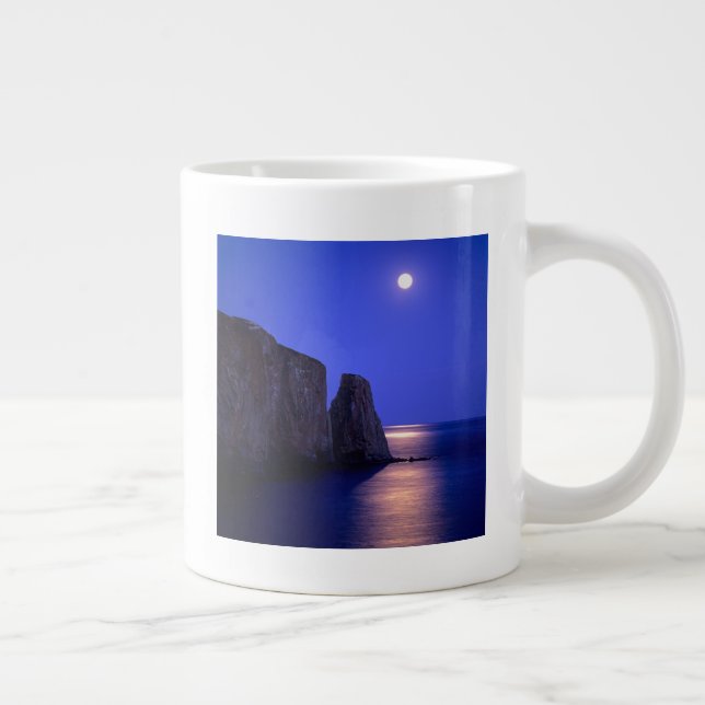 Caneca De Café Grande Lua ao Crepúsculo | Rocha Perce Costa Gaspe Quebec (Direita)