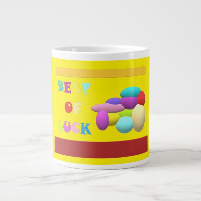 Caneca De Café Grande Luck Charm parabéns message yellow (Frente)