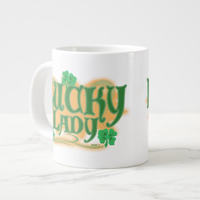 Caneca De Café Grande Lucky Lady Mugs (Frente Esquerda)