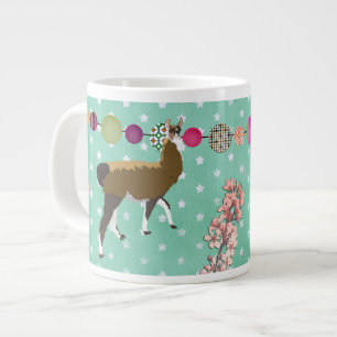 Caneca De Café Grande Lucky Llama Stars Mug