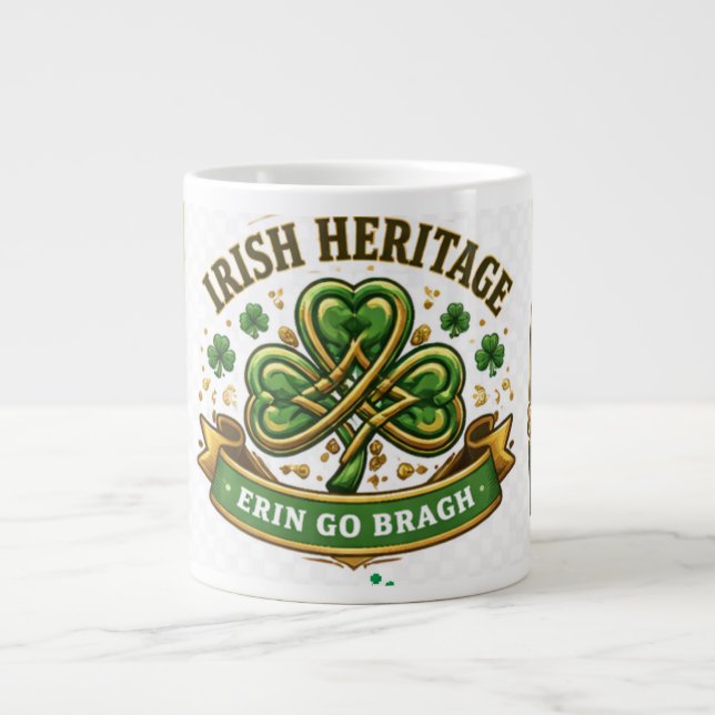 Caneca De Café Grande Lucky Shamrock St. Patrick’s Day Design (Frente)