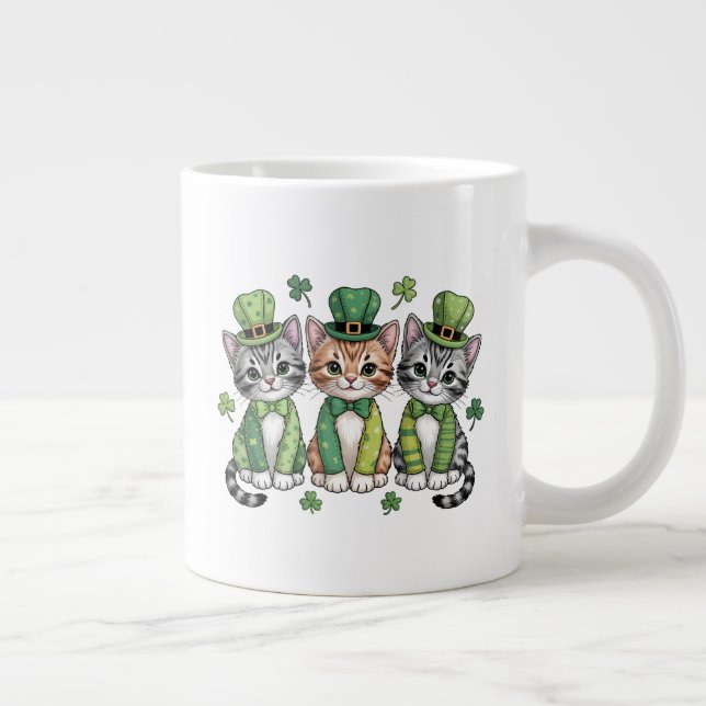 Caneca De Café Grande Lucky St. Patrick’s Day Kittens-47474 (Direita)