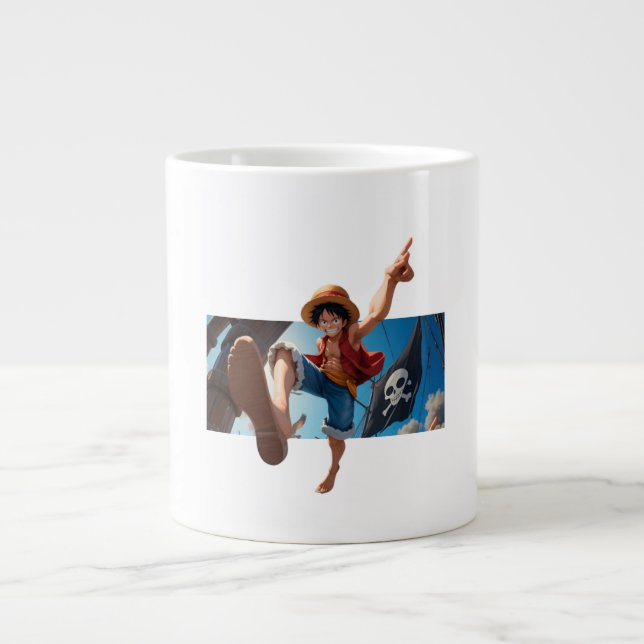 Caneca De Café Grande Luffy e o Pirata  (Frente)