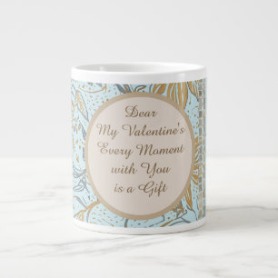 Caneca De Café Grande Luxo, Dia dos Namorados, Arte de Flores Azuis Maci