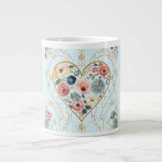 Caneca De Café Grande Luxury, Valentine's Day, Flowers of My Heart
