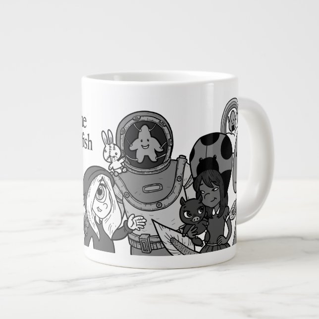 Caneca De Café Grande Luz e Starfish B&W Jumbo Mug (Frente Esquerda)