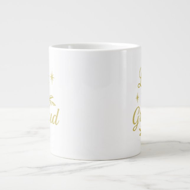 Caneca De Café Grande Luz y Gratitud ✨ | Elegant Gold Christmas Design (Frente)