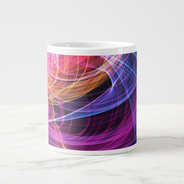 Caneca De Café Grande Luzes de vórtice de arco-íris abstrato (Frente)