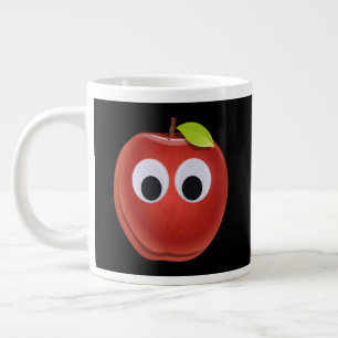 Caneca De Café Grande Maca Vermelha Divertida com Olhos Googly