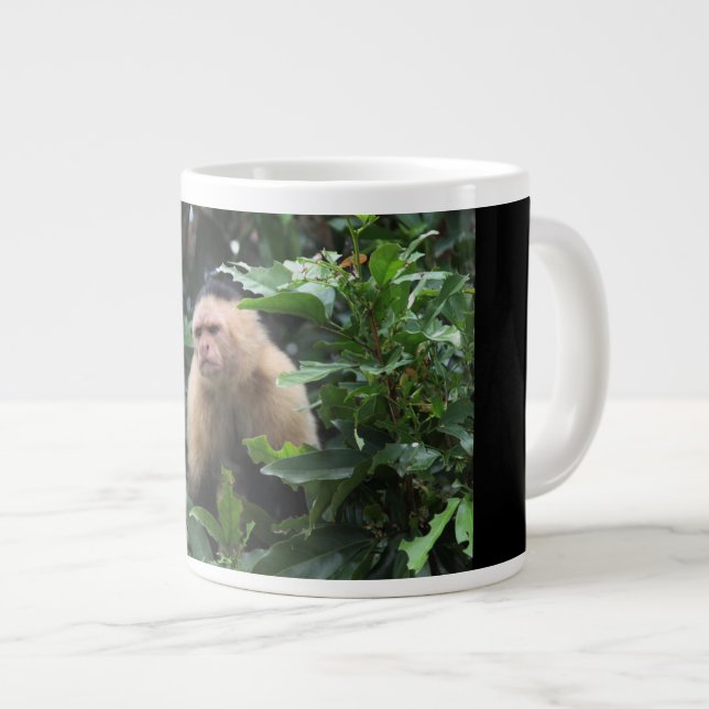 Caneca De Café Grande Macaco Capuchin, Panamá, Selva, Fotografia (Frente Esquerda)