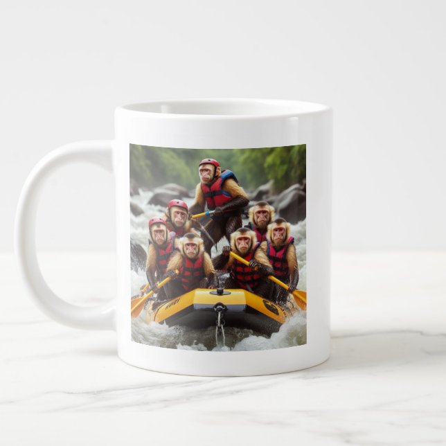 Caneca De Café Grande Macacos-prego-aventureiros Brancos (Esquerda)