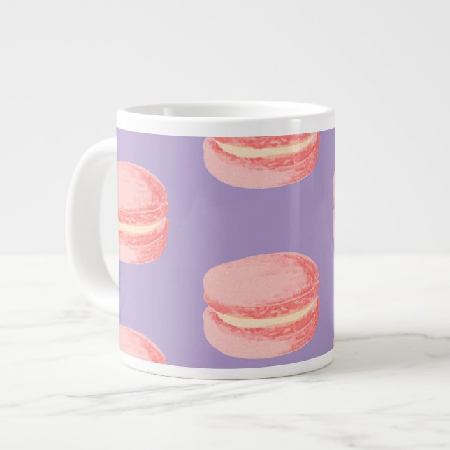 Caneca De Café Grande Macarons rosa (Frente Esquerda)
