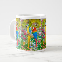 Caneca De Café Grande Macaw Parrots Aves Tropicais Jumbo Mug